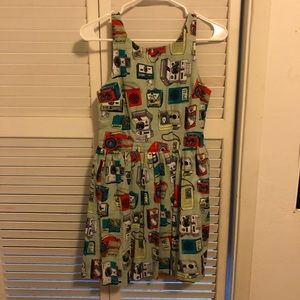 Vintage Camera Print Dress
